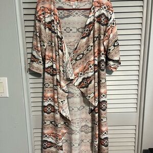 LuLaRoe Shirley jacket in Orange and Black Pattern